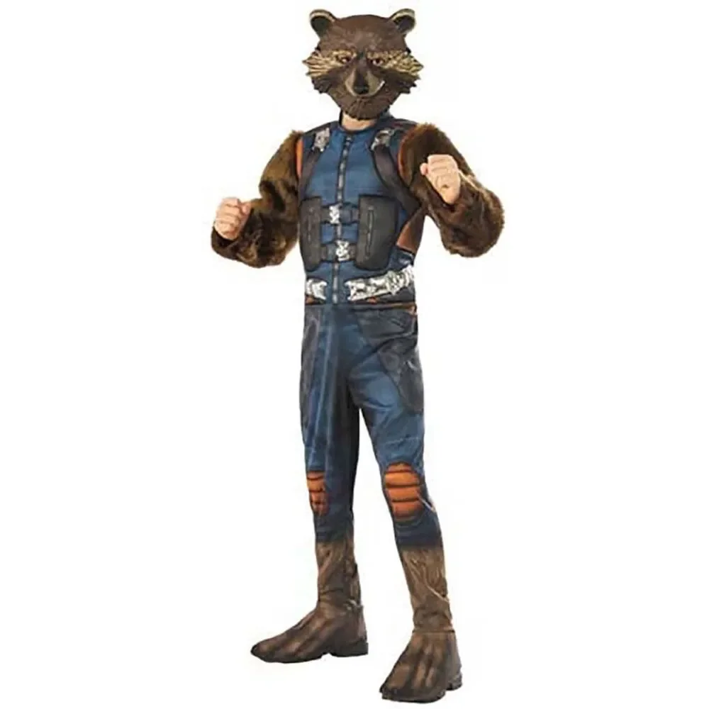 Kids Rocket Racoon Fur Deluxe Costume Small 4-6 Brown Guardians of the Galaxy